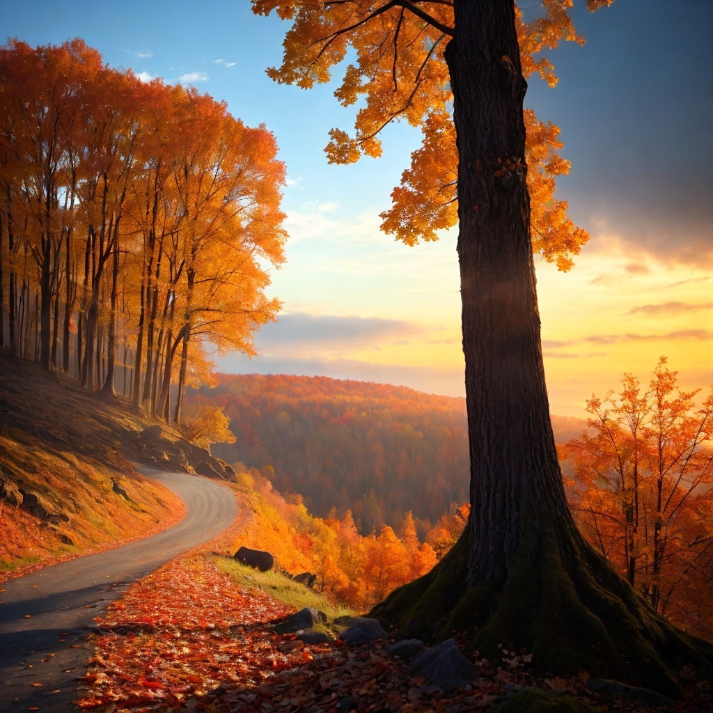 Tranquil Autumn Landscape with Vibrant Foliage