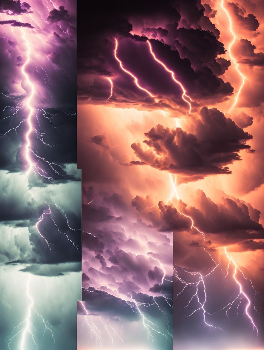 Vibrant Thunderstorms with Lightning and Dark Clouds
