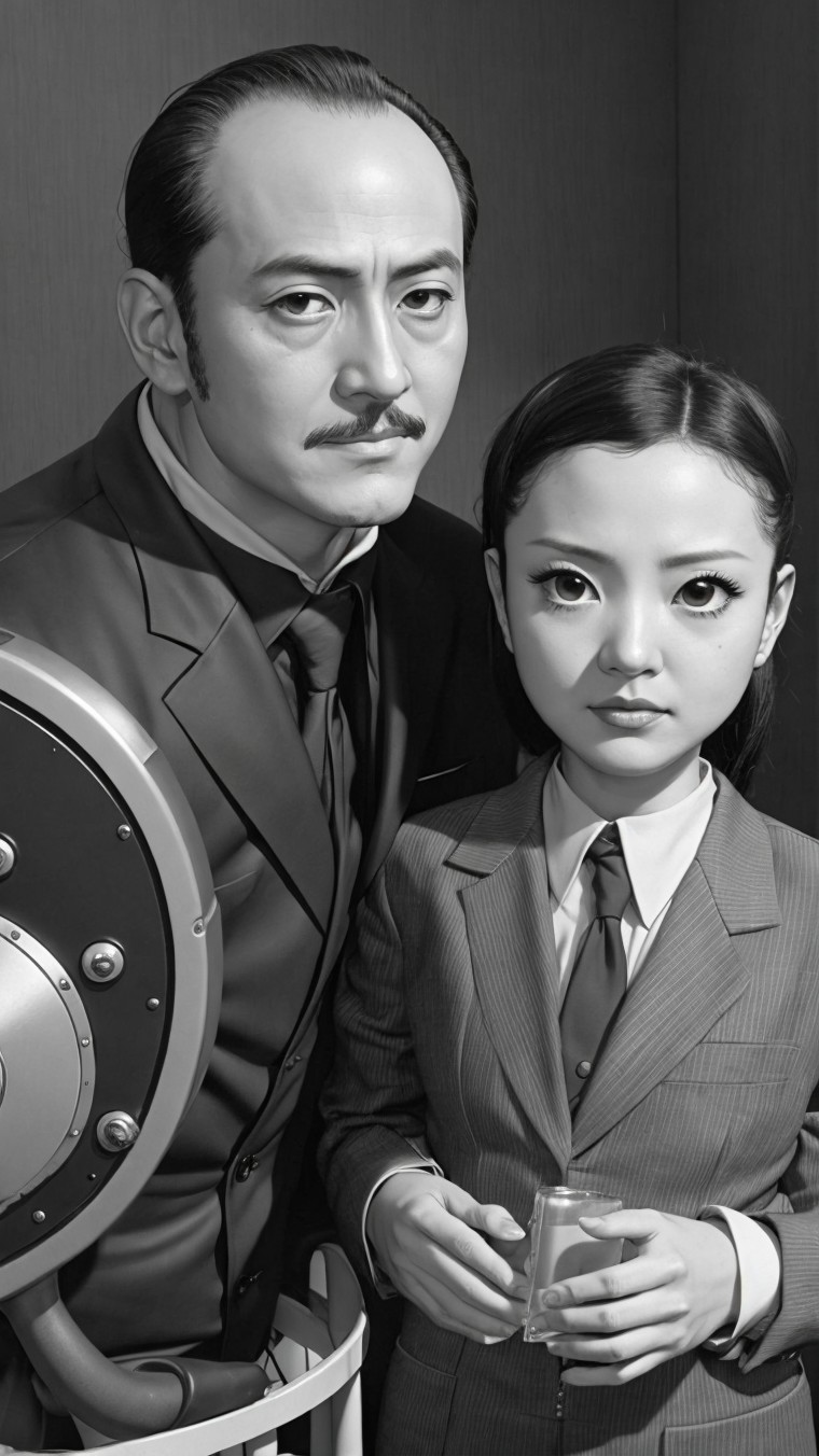 Monochromatic Scene of a Couple in Formal Attire