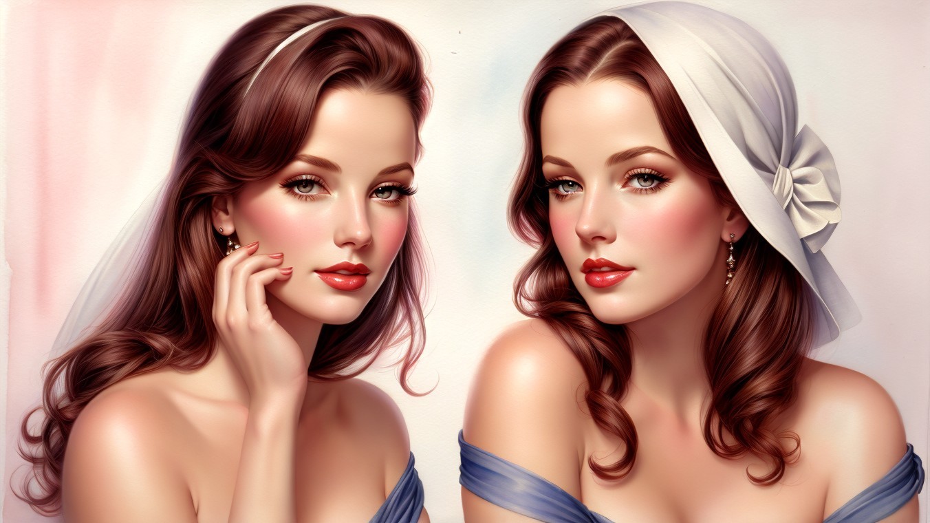 Elegant Women in Off-Shoulder Gowns with Veils