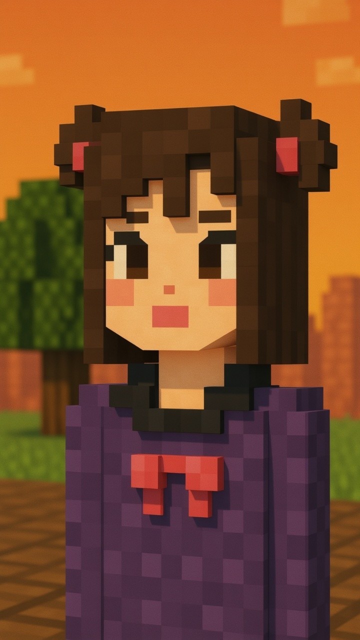 Pixelated Character in Minecraft-Inspired Design