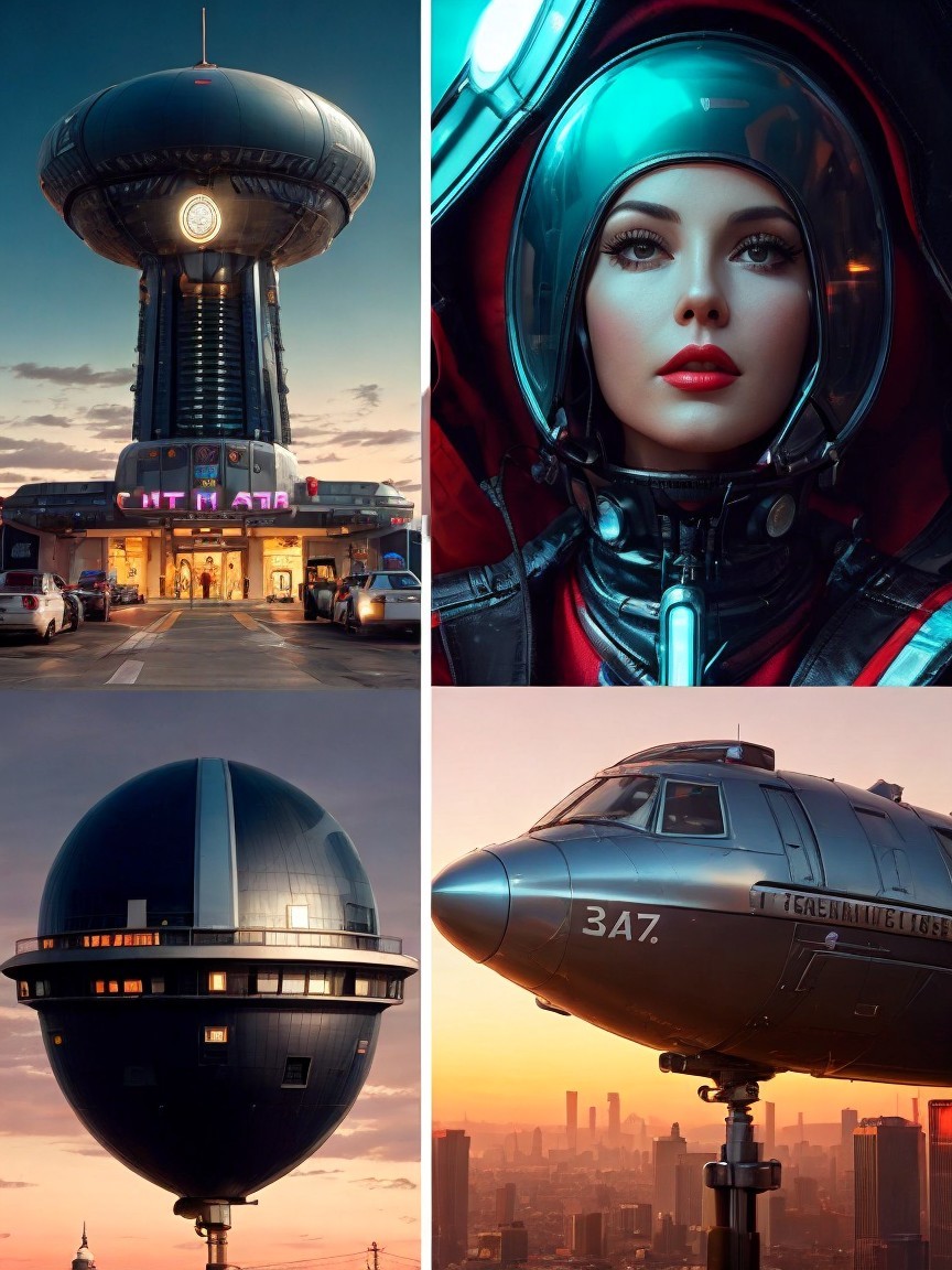 Futuristic Collage of Sci-Fi Architecture and Design