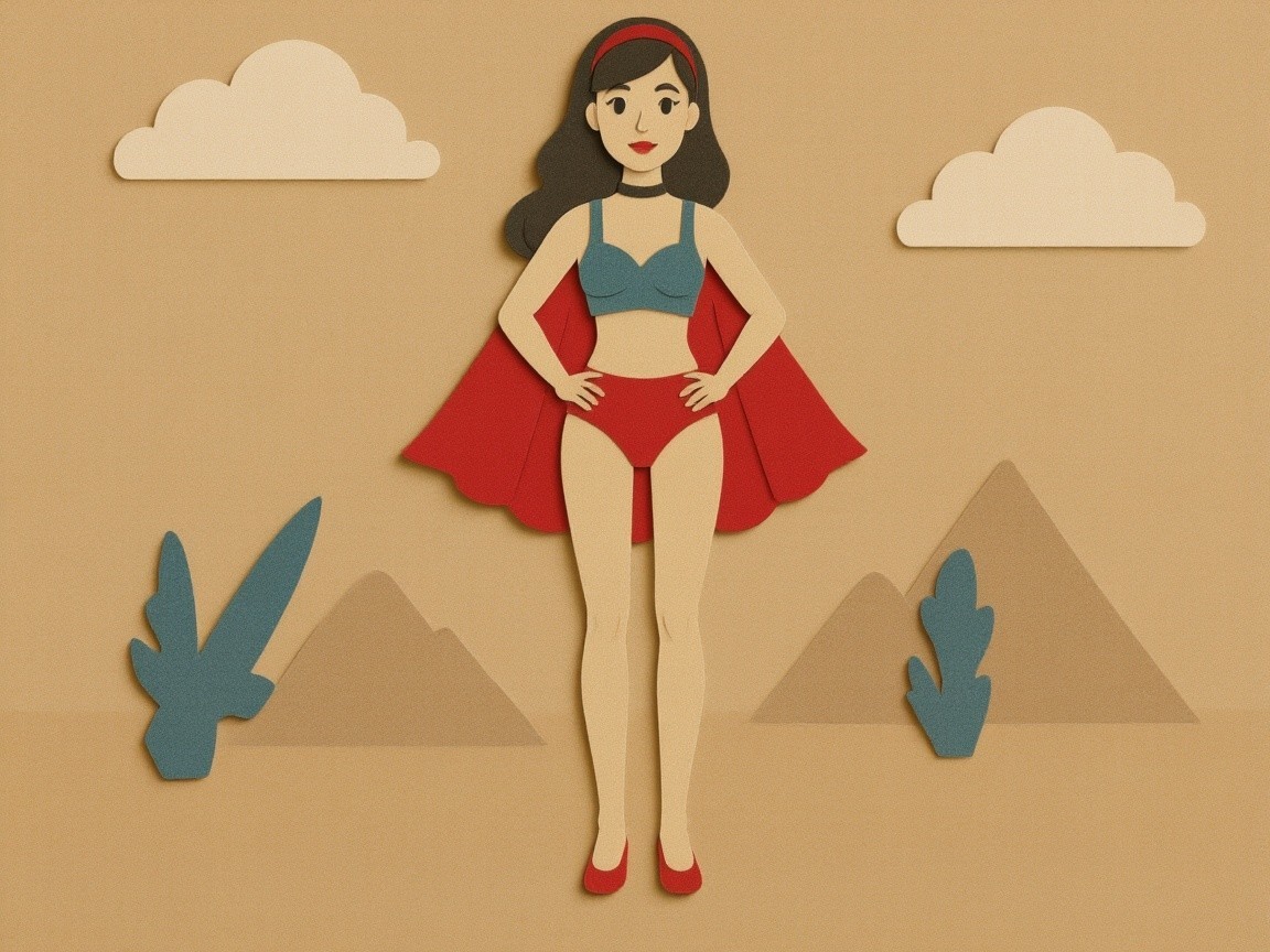 Cartoon Female Superhero Illustration in Vibrant Colors