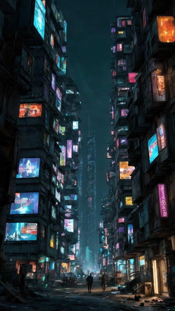 Futuristic Cyberpunk Urban Landscape at Night
