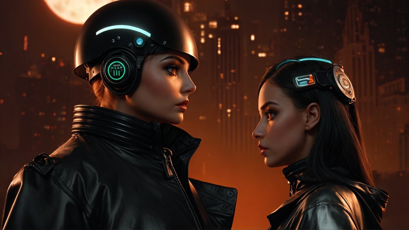 Futuristic Cityscape with High-Tech Fashion Display