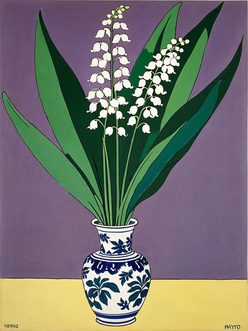 Vibrant Still Life of White Lilies in Blue Vase