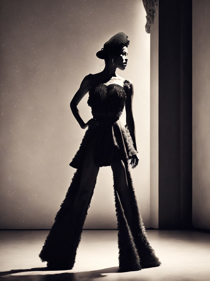 Avant-Garde Fashion Silhouette with Textured Outfit