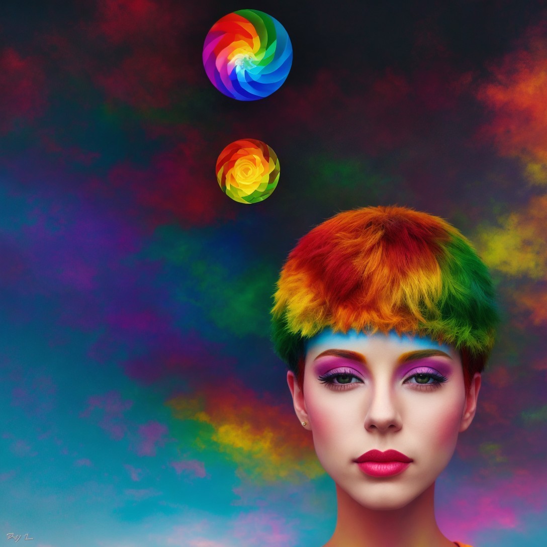 Androgynous Portrait with Vibrant Features and Details