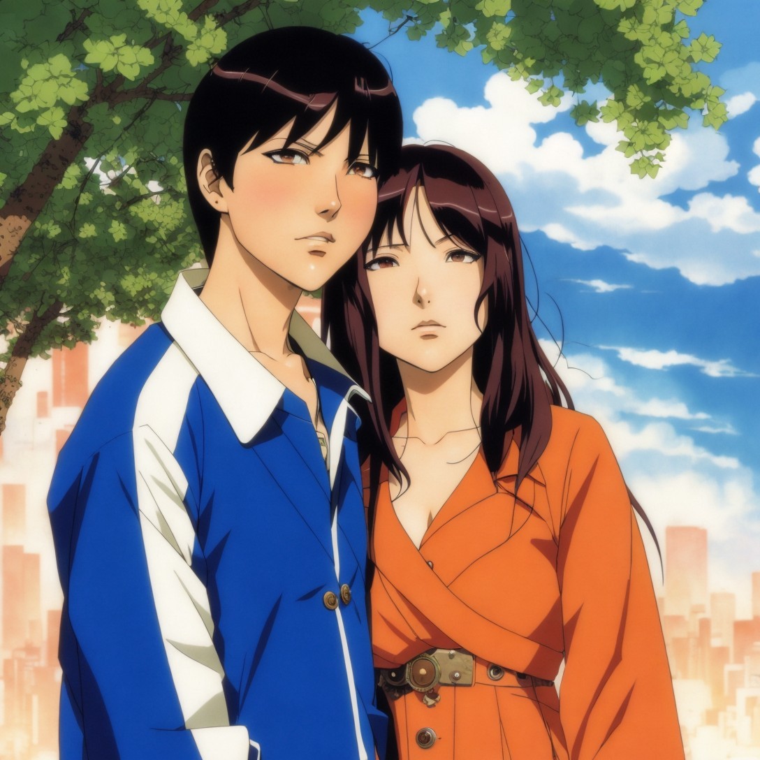 Anime Characters in Outdoor Setting with Distinct Styles