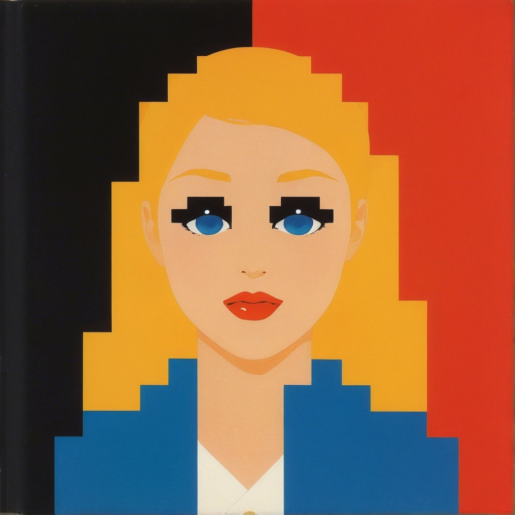 Stylized Female Portrait with Bold Colors and Design