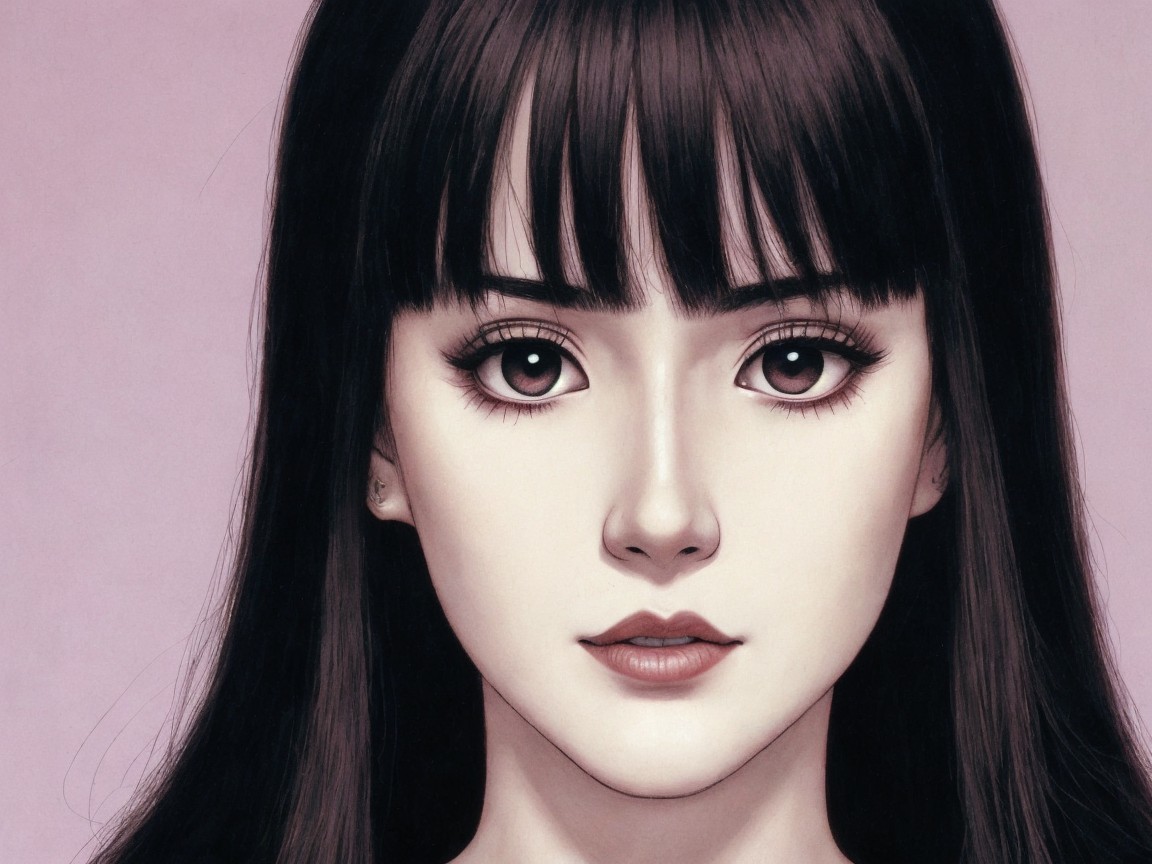 Close-up Portrait of a Young Woman with Serene Expression