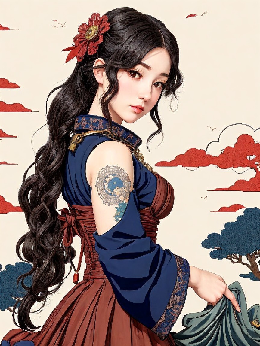 Young woman in traditional dress with floral accessory