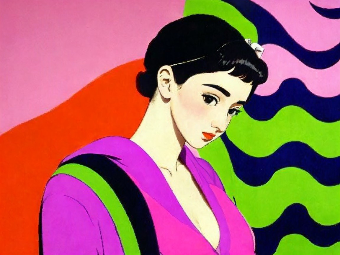 Stylized Portrait of a Serene Young Woman