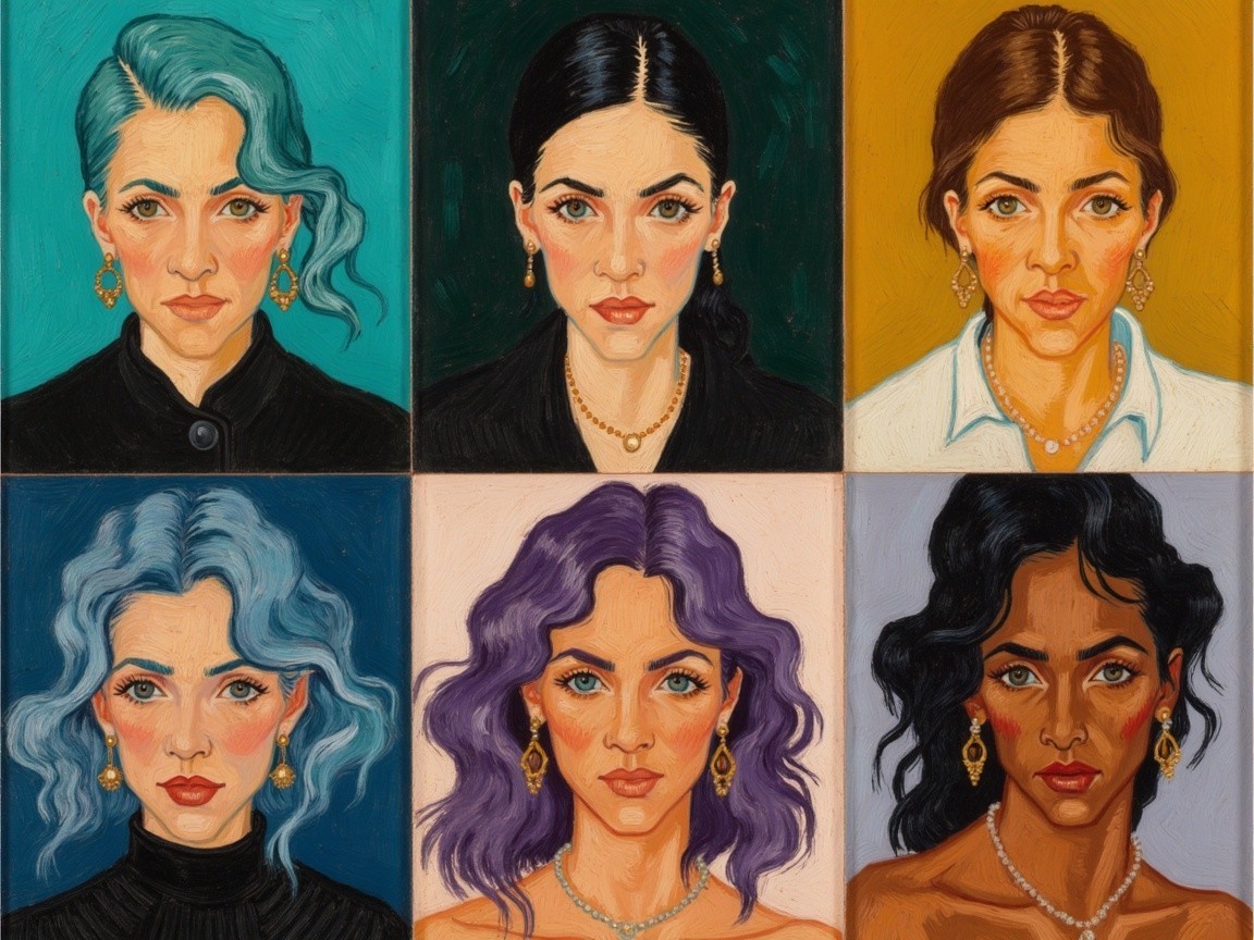 Collage of Six Women with Unique Hairstyles and Colors