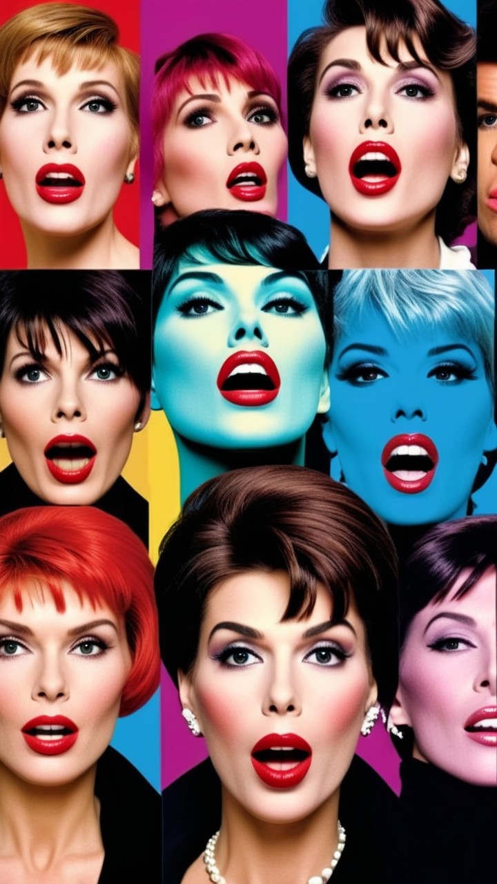 Vibrant Collage of Women with Colorful Hairstyles
