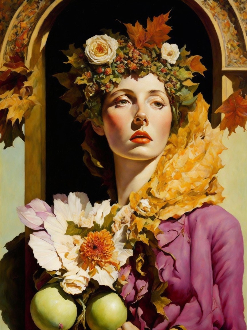 Stylized Portrait of a Young Woman in Autumn Theme