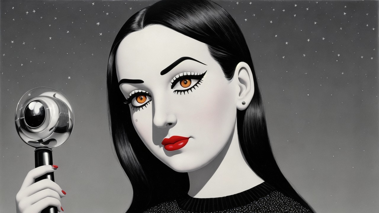 Stylized portrait of a woman with bold features