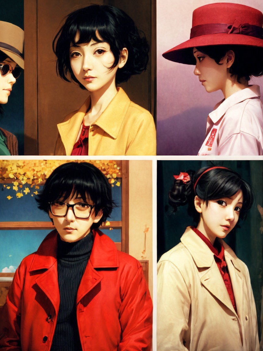 Collage of Stylish Portraits with Diverse Hairstyles