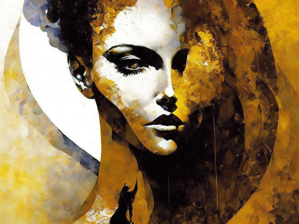 Portrait of a woman with intricate patterns and textures