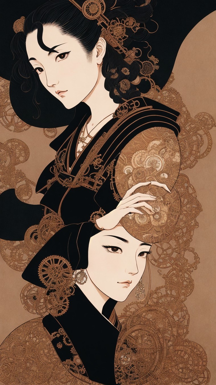 Elegantly Dressed Women in Traditional Attire Design