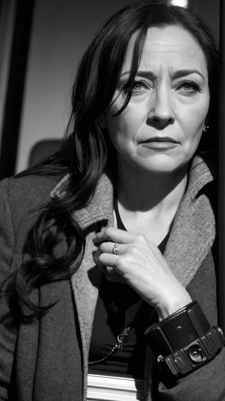 Contemplative Woman in Dimly Lit Monochrome Space