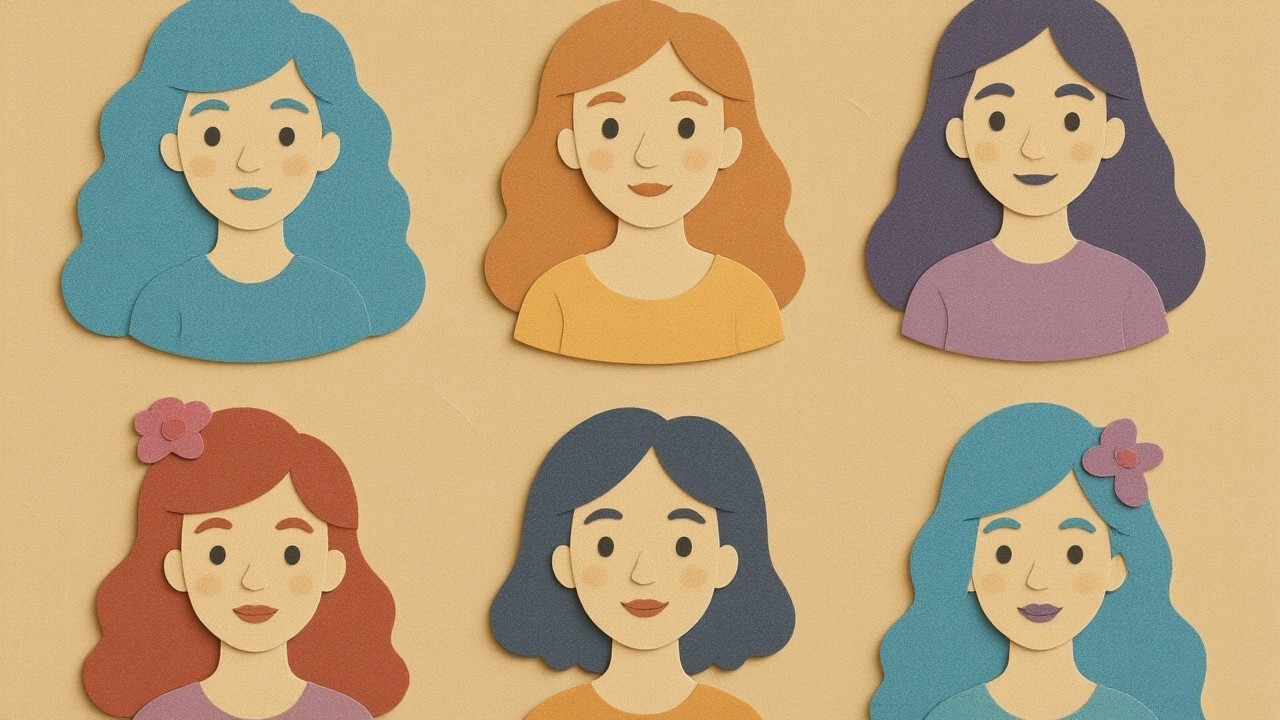 Stylized Paper Cut-Out Illustrations of Women