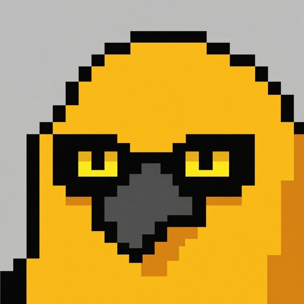 Pixel Art Bird with Yellow Feathers and Glasses