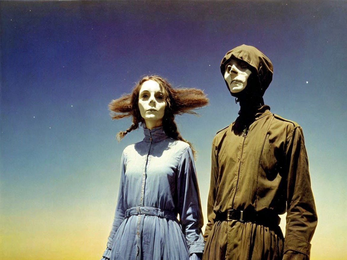 Two Figures in Surreal Twilight Setting