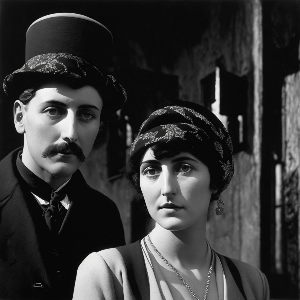 Vintage Black-and-White Photo of a Man and Woman