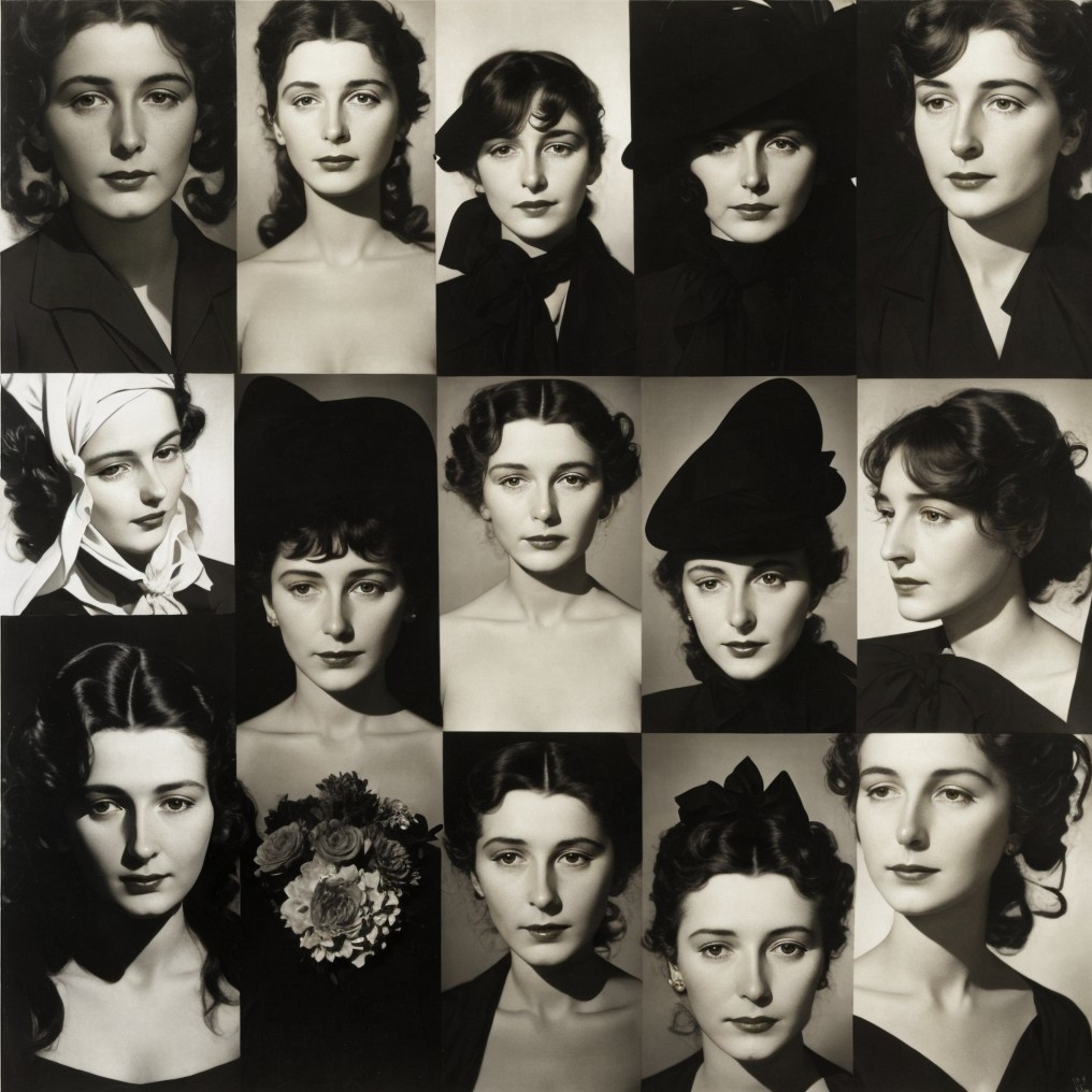 Black and White Collage of Versatile Women's Portraits