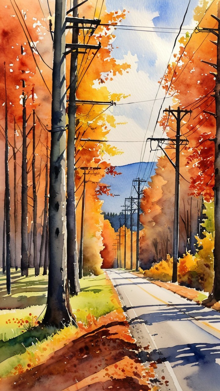 Autumn Landscape with Vibrant Colors and Gentle Hills
