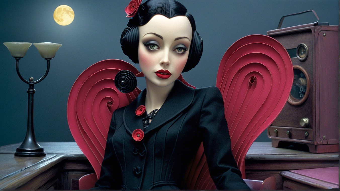 Elegant Vintage Glam Figure in Retro Setting