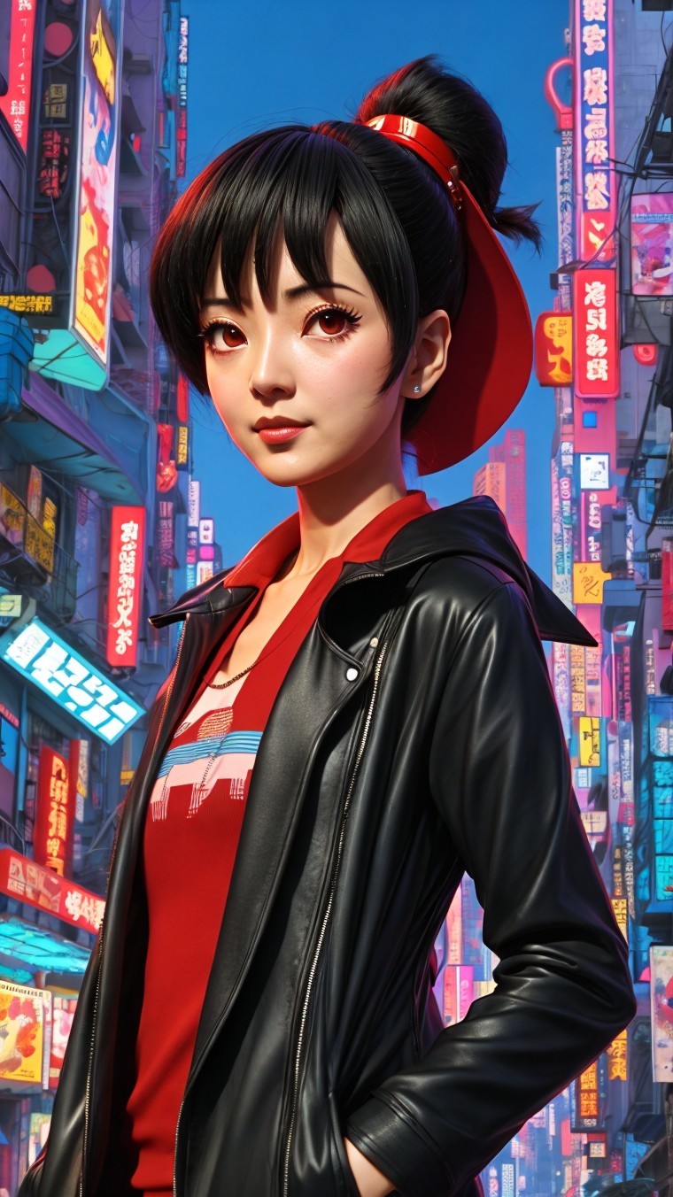 Young Woman in Neon Alley with Urban Fashion Aesthetic