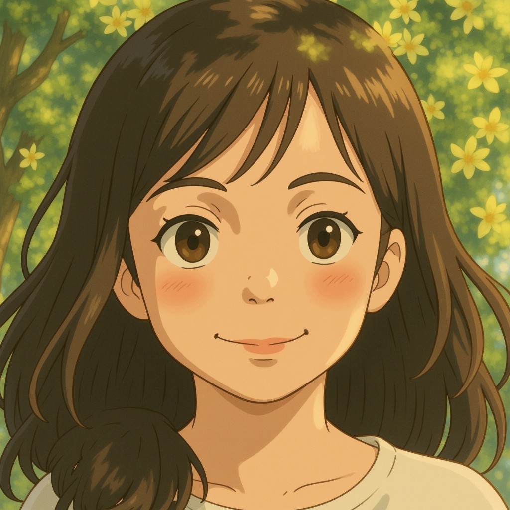 Cheerful Girl Smiling in Vibrant Nature Setting