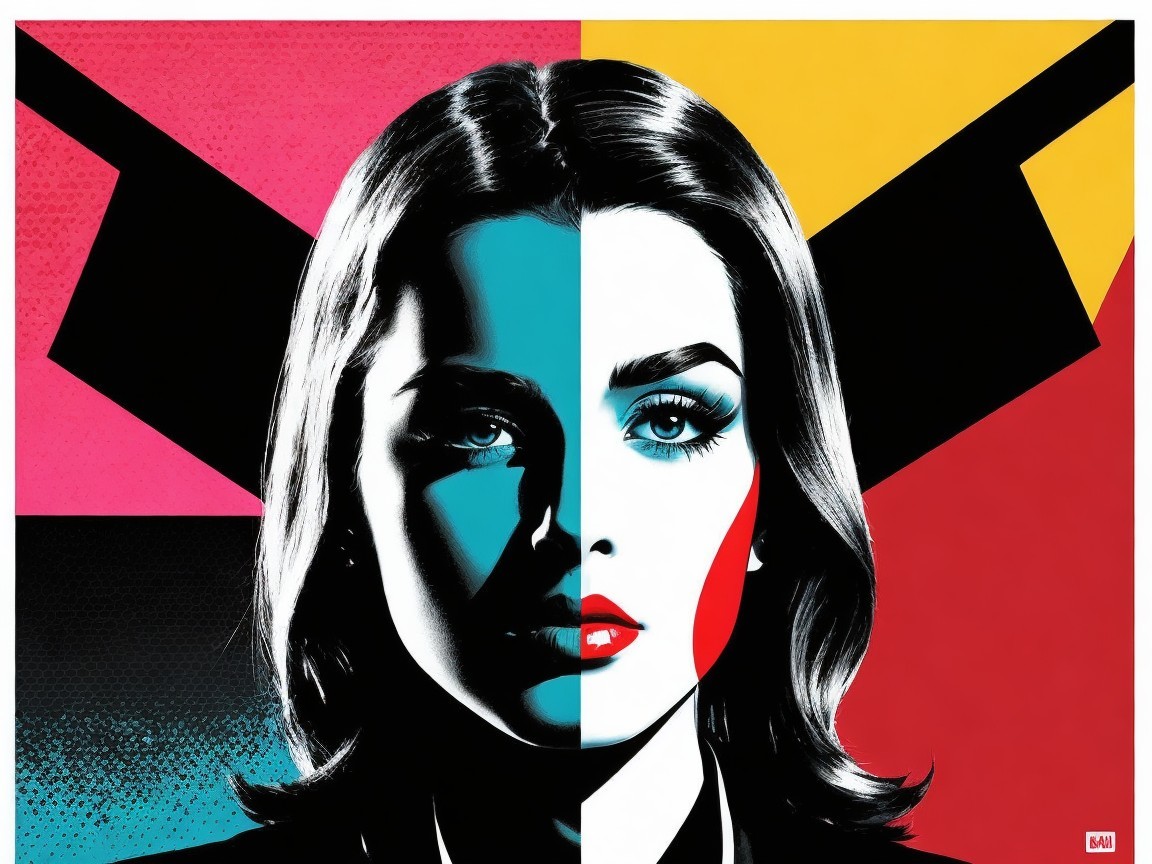 Split Design of Woman's Face in Bold Colors