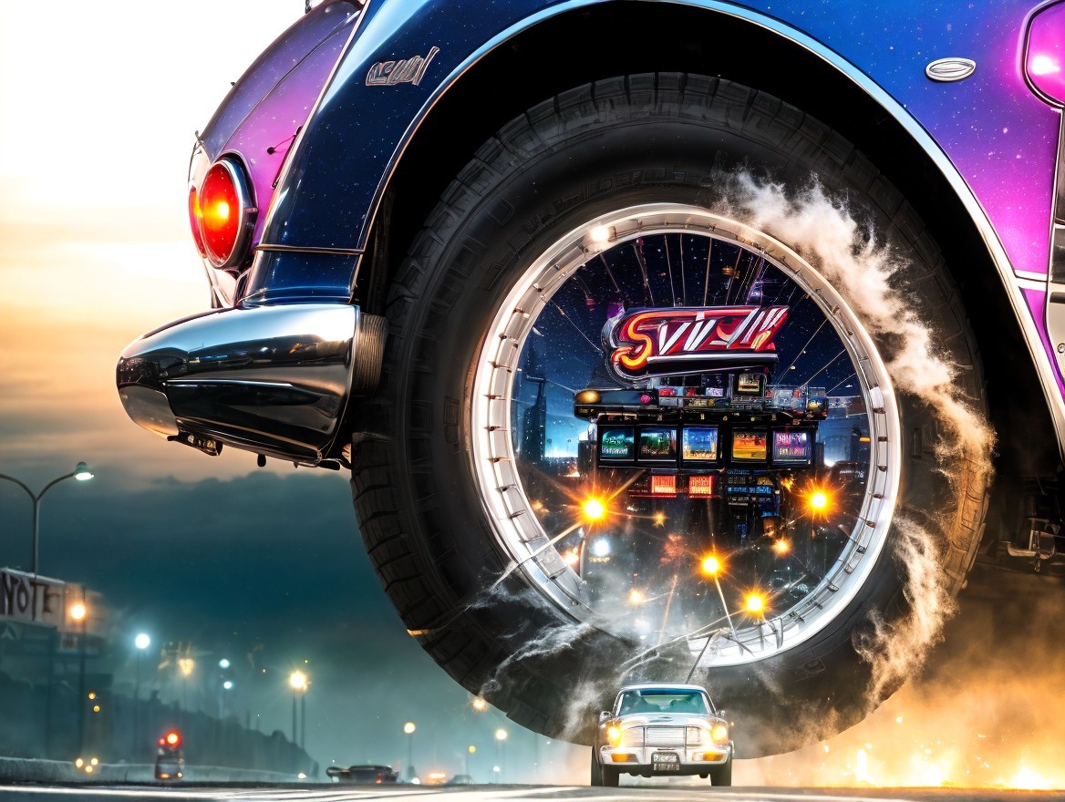Surreal Car Revealing Neon Cityscape Inside
