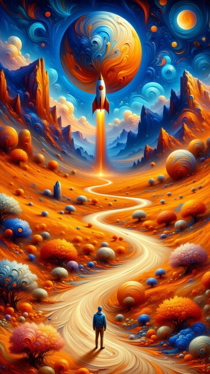 Vibrant Dreamlike Landscape with Majestic Mountains