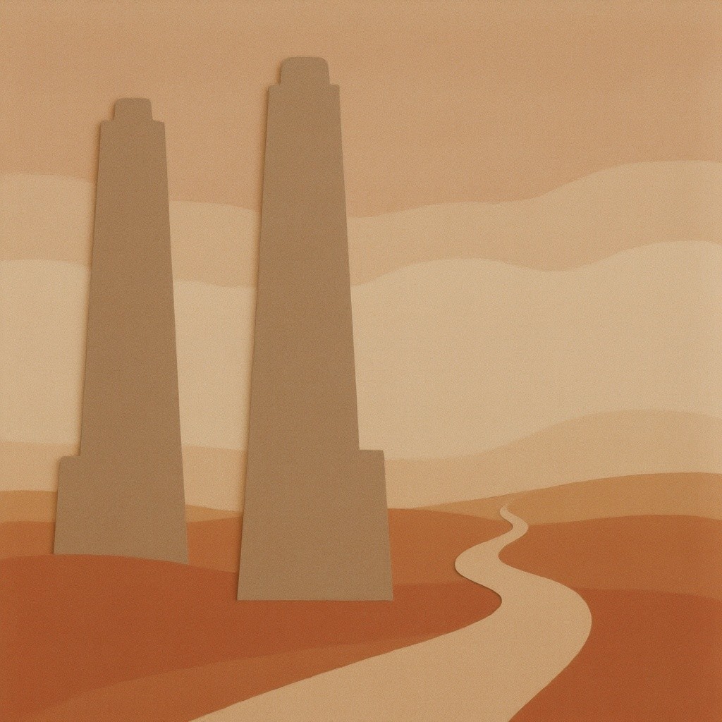 Abstract Towers in a Monochromatic Desert Landscape