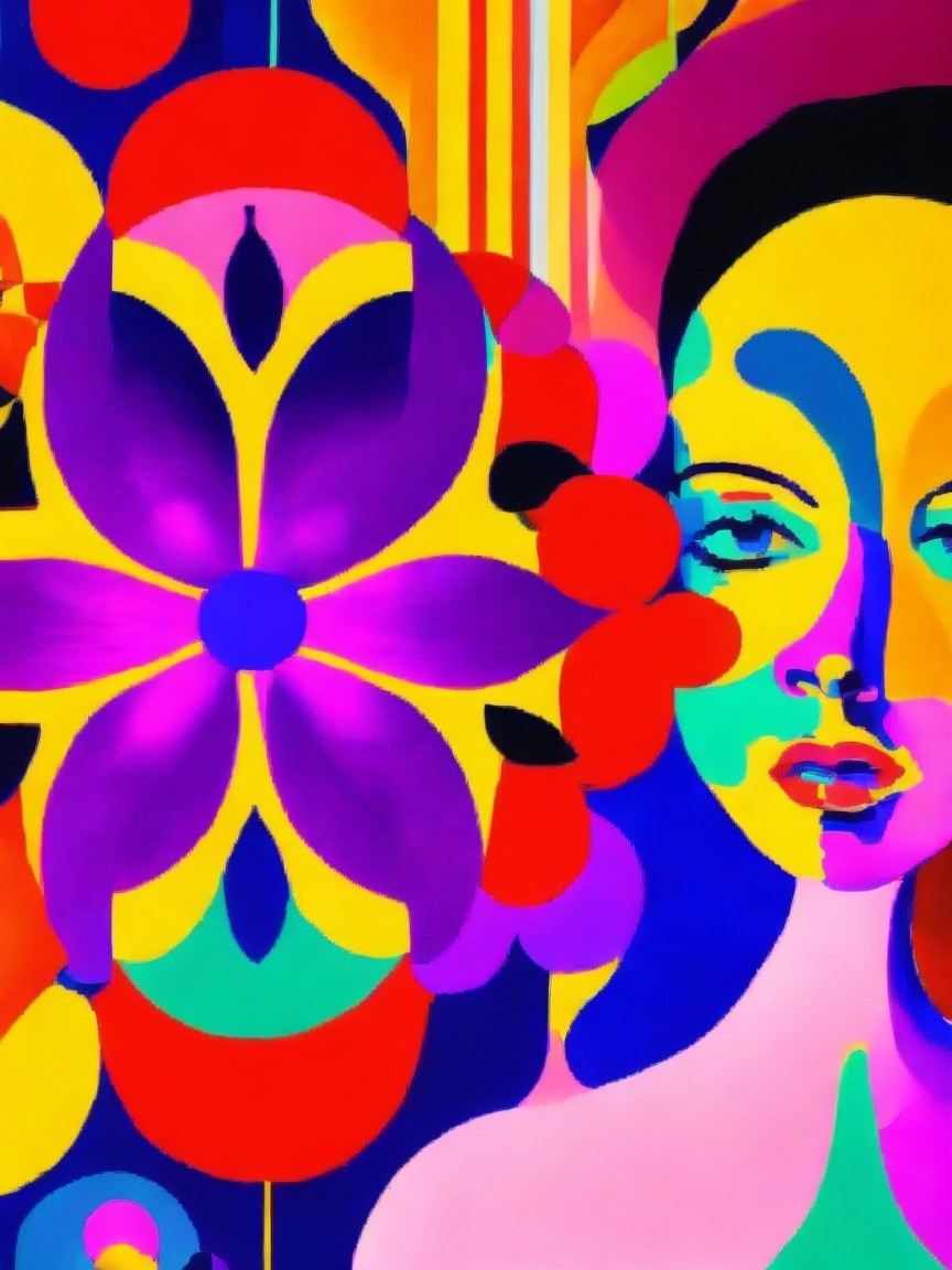 Vibrant Abstract Composition with Bold Colors and Shapes