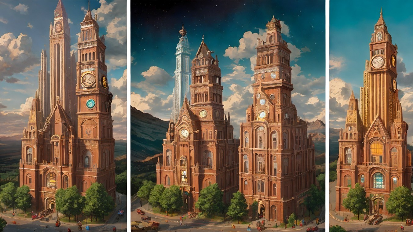 Ornate Clock Towers in Picturesque Landscape