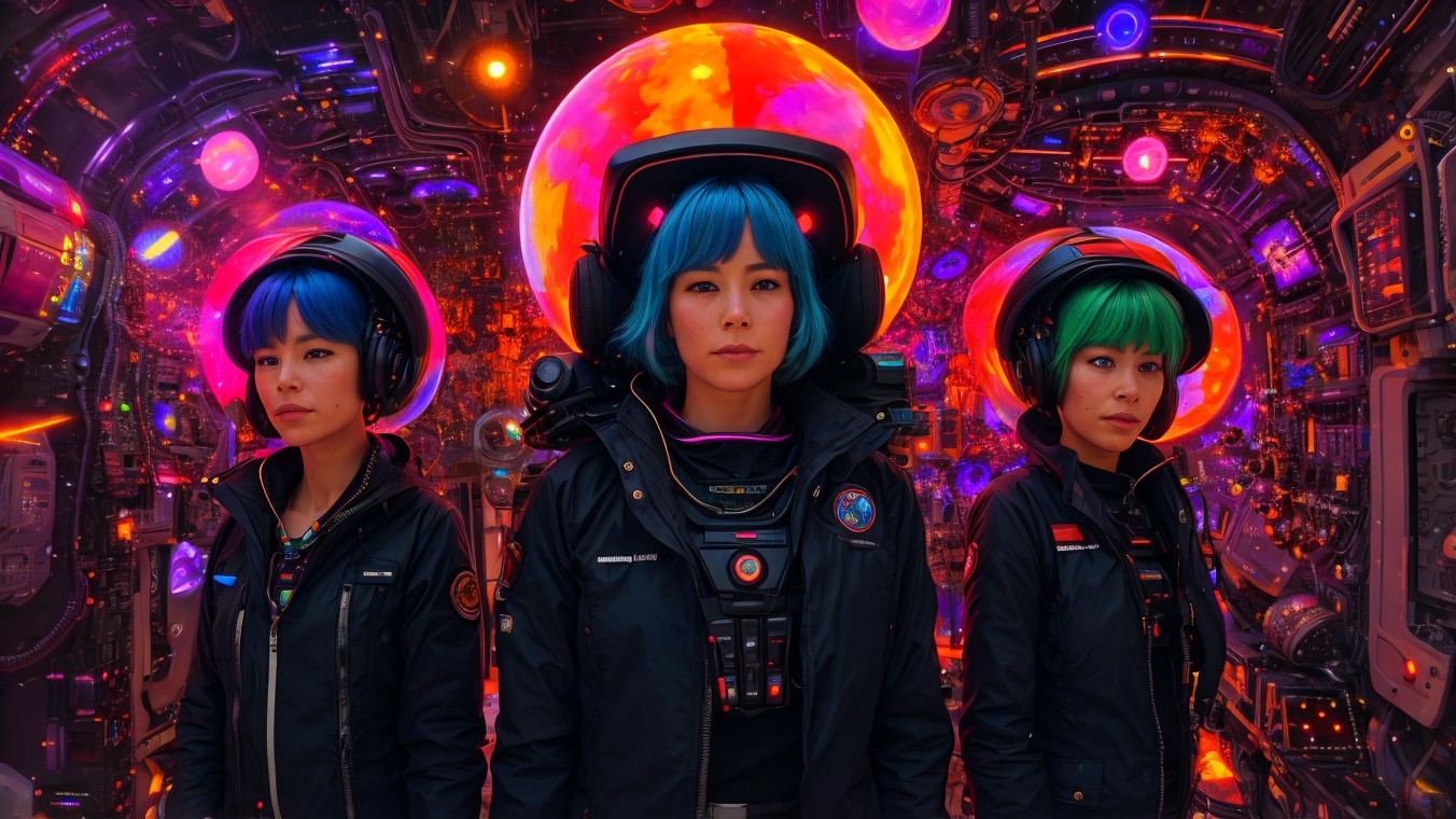 Futuristic Astronauts in Colorful Space Suits