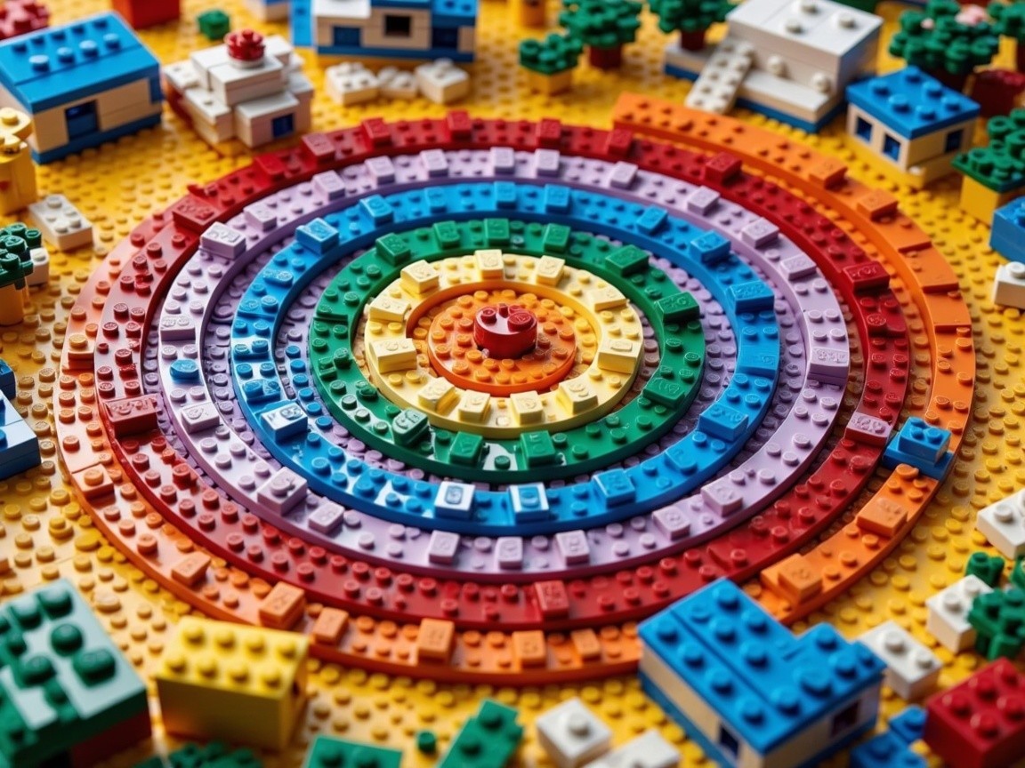 Multicolored LEGO Rainbow Spiral Design Description