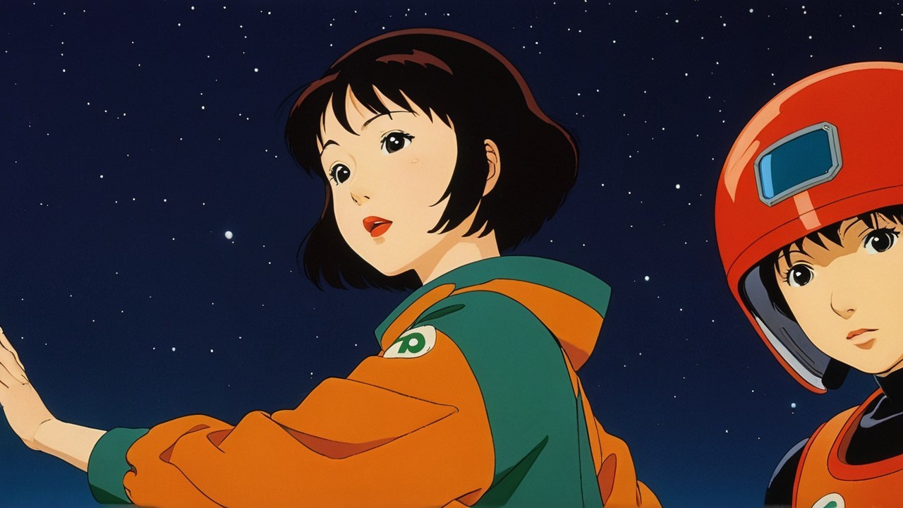 Futuristic Characters in a Starry Night Sky