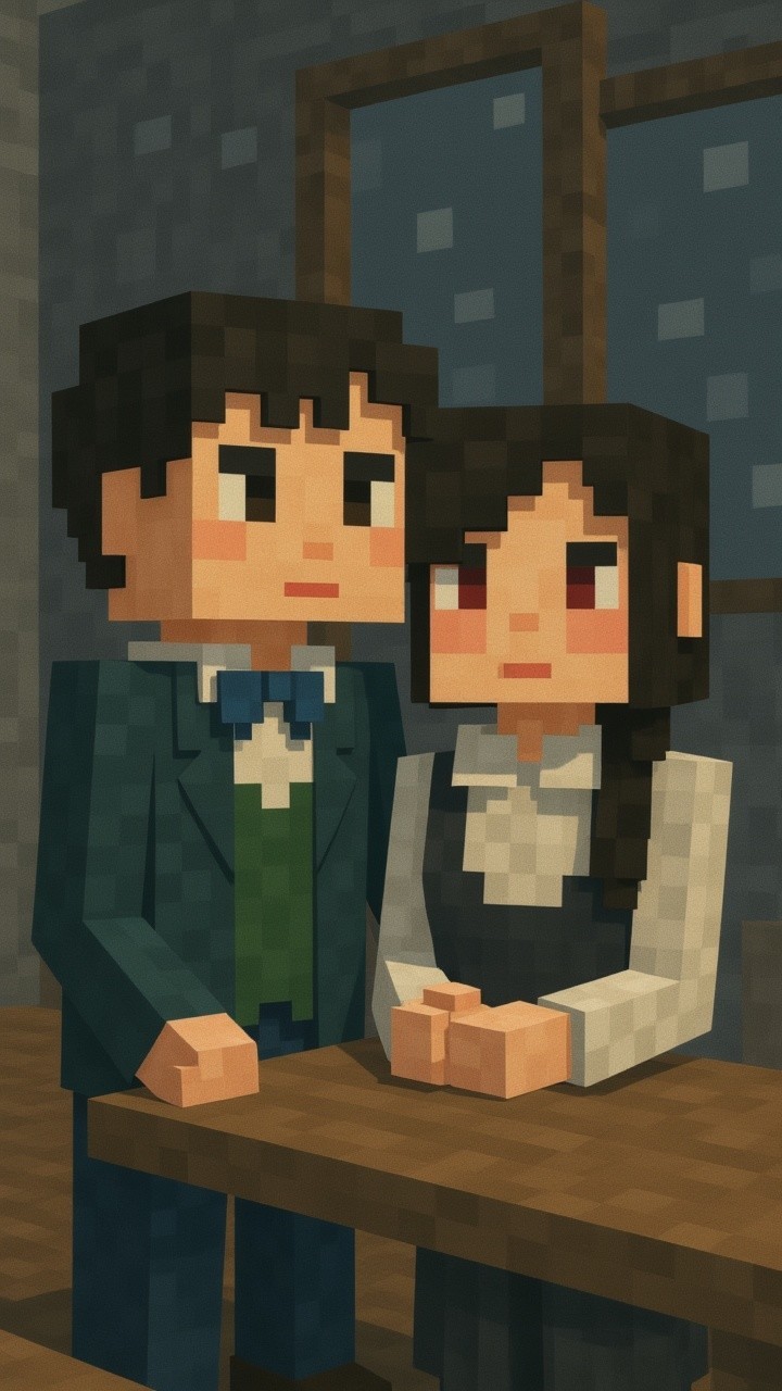 Minecraft-Style Portrait of a Young Man and Woman