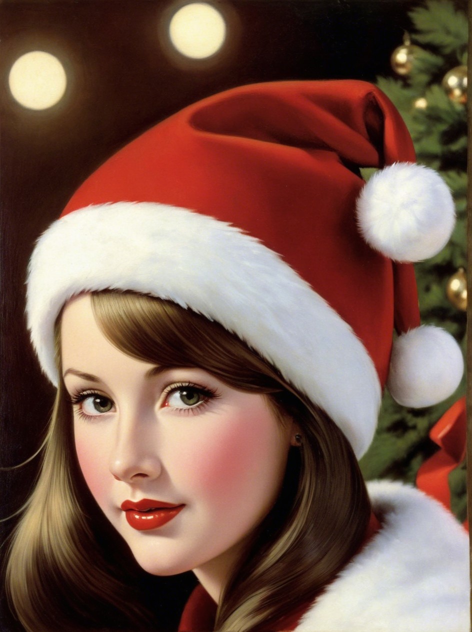 Vibrant Portrait of a Woman in Santa Attire