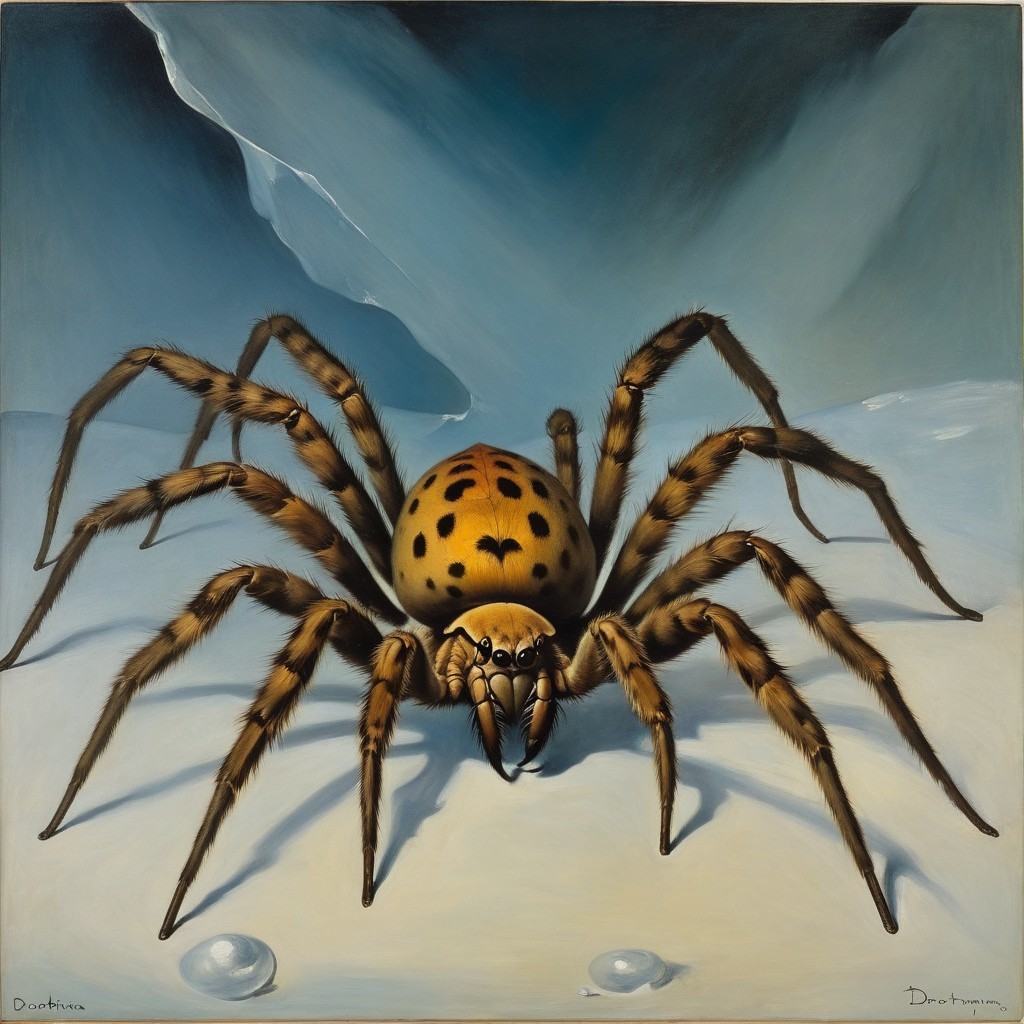 Realistic Spider with Glossy Tan Body and Dark Spots