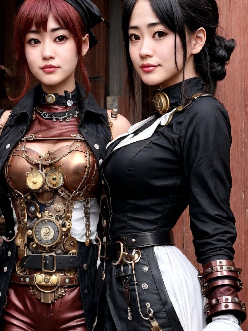 Steampunk-Inspired Outfits of Two Women
