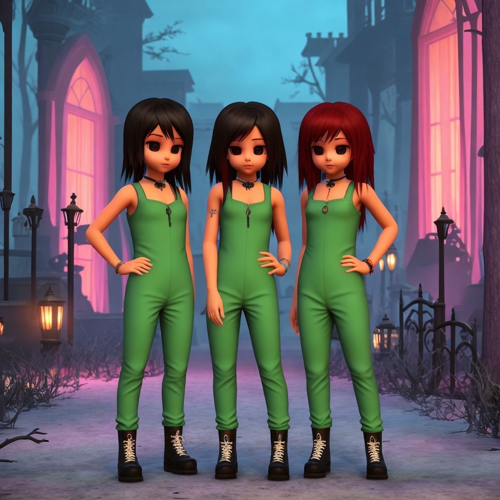 Three Animated Characters on a Misty Eerie Path