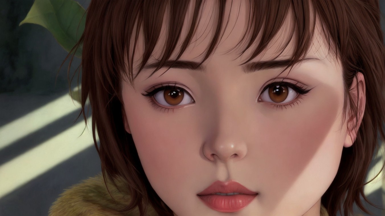 Close-Up Portrait of a Young Woman with Warm Features