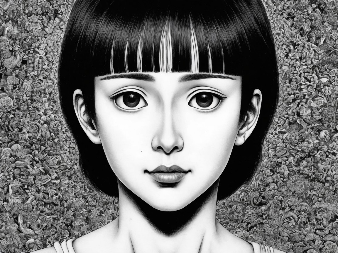 Monochromatic Portrait of a Young Girl with Details